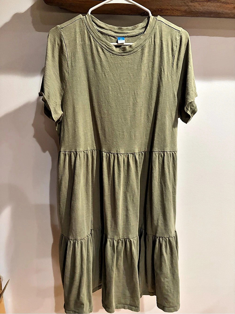 Old Navy Short-Sleeve Tiered Slub-Knit Mini Swing Dress Mini Swing Dress Olive